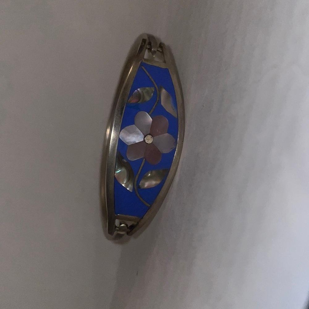 Vintage Alpaca Mexico inlay bracelet